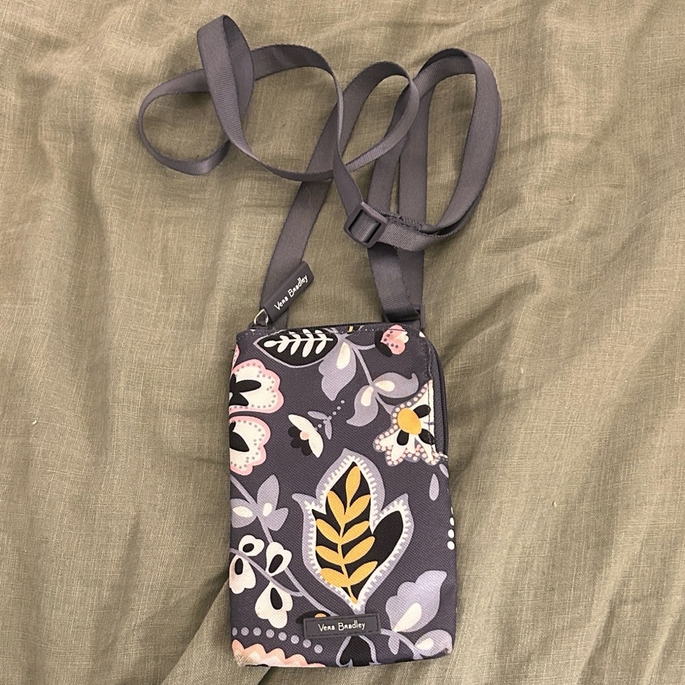 Vera Bradley Gray and Pink Floral Crossbody